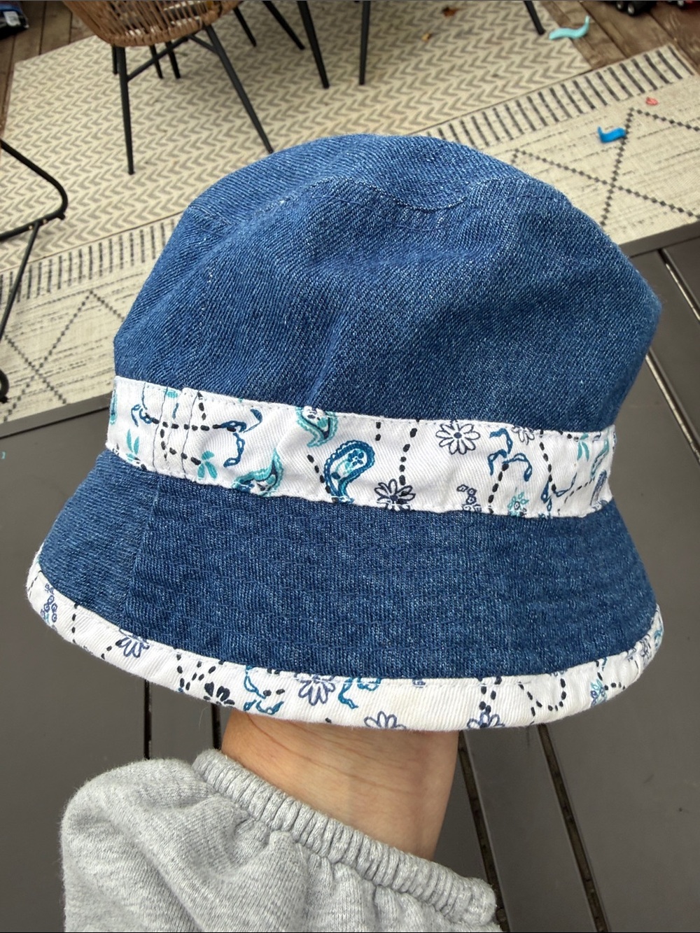Kids White Paisley Sun Hat - Unbranded